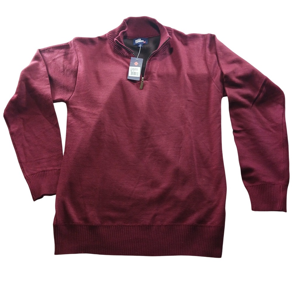 Billy London Mens Quarter Zip Sweater Burgundy Red Size M BL1801-40 NEW